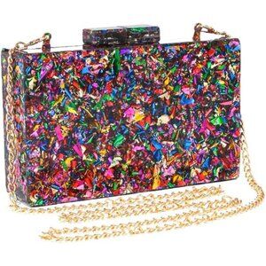 Acrylic Clutch Purse Multicolor Evening Crossbody Shoulder Bag for Wedding Party